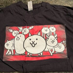 Gildan Black T-Shirt with Cat Graphic Battlecats Video Game